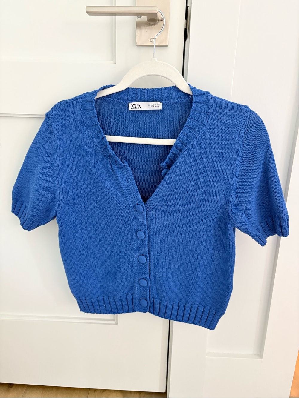 Zara Kids Cobalt Blue Short Sleeve Buttoned Cardigan